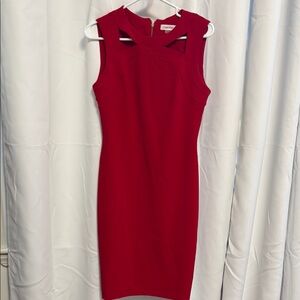 Calvin Klein Red Sleeveless Sheath Mini Dress